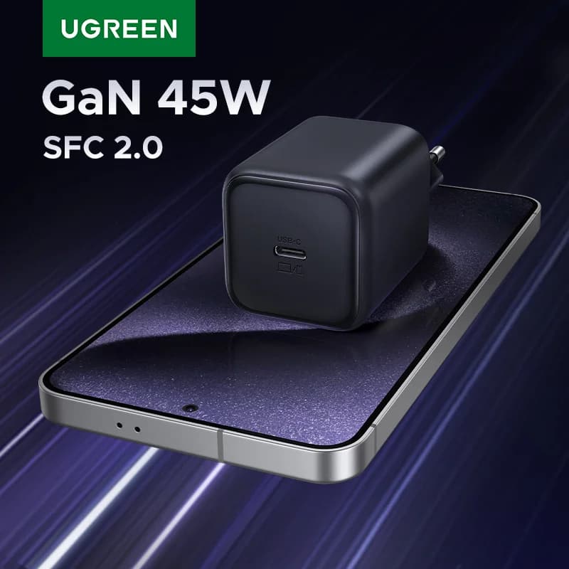 45W GaN USB-C Vegg-lader, PPS QC3.0