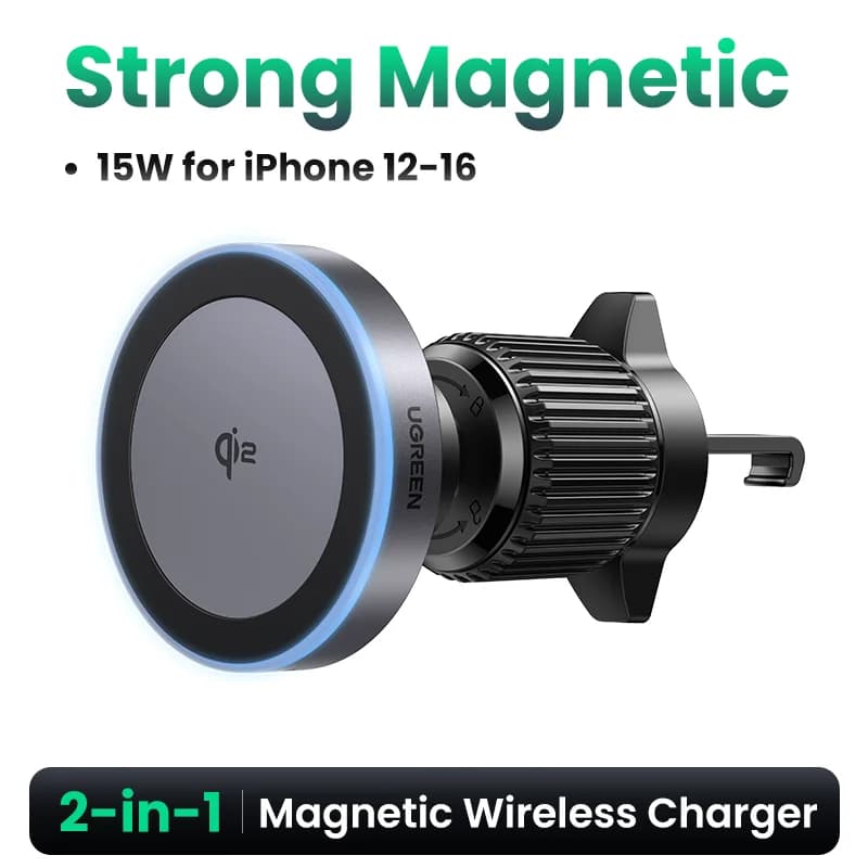 Qi2 15W magnetisk trådløs bil-lader for iPhone